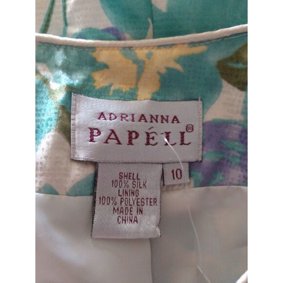 Adrianna Papell 100% silk multi color flower print - Picture 3 of 9